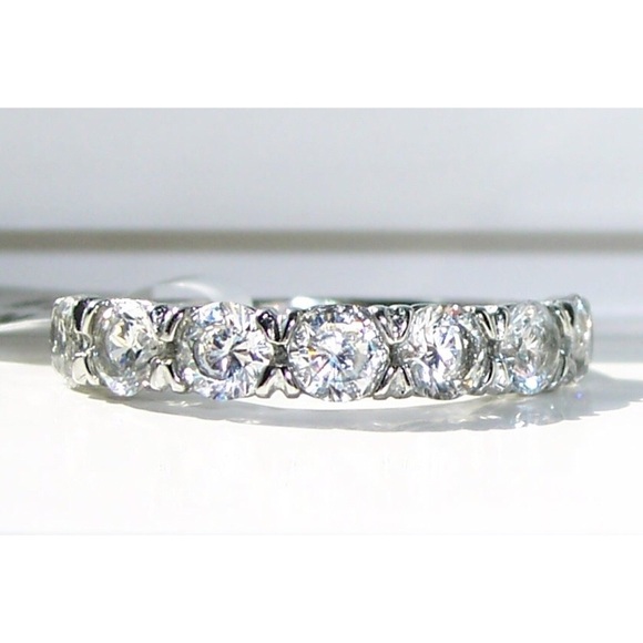 STAINLESS STEEL 7 Stone AAA Grade CZ Band Ring-NWT - Picture 4 of 16